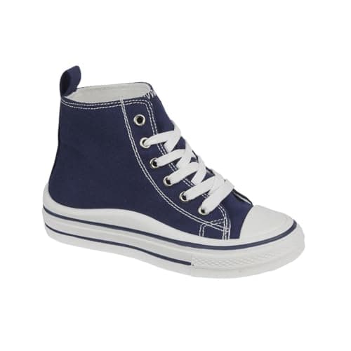 Image of A2Z 4 Kids Girls Canvas Sneakers Lace-Up Chunky Platform Trainers Lightweight Casual - Sneakers Montblanc Navy Blue 2 UK
