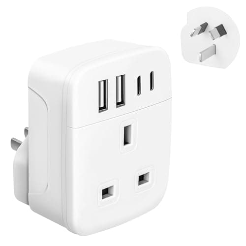 Image of SHUOMAO UK to Australia China Travel Adaptor with 4 USB (2 USB C), UK to AUS NZ Converter Plug for Australian, Chinese, New Zealand, Fiji, Argentina (Type I)