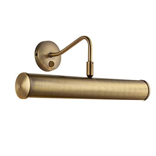Image of National Lighting YOKER Traditional Decorative Antique Brass Finish E14 LED Compatible Picture Wall Lamp Display Light with Rocker Switch 355mm