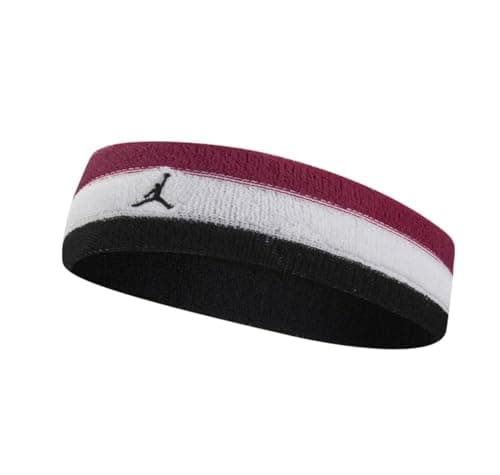 Image of Nike Jordan Terry Headband – Basketball Headband made of terry cloth – Sweat-absorbing sports headband, Cardinal Red/White/Black, One Size