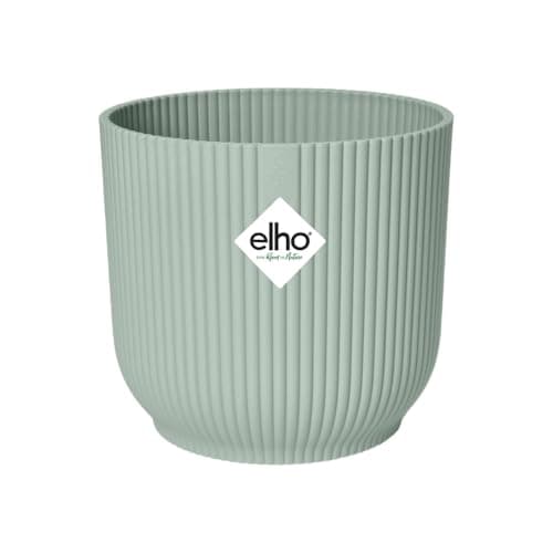 Image of elho Vibes Fold Round 16 - Flower Pot from 100% Recycled Plastic - Indoor Plant Pot - Ø 16.1 x H 14.8 cm - Green/Sorbet Green