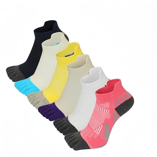 Image of Women's Running Socks Toe Five Finger Cotton Ankle Trainer Socks Breathable Comfortable Sweat-Wicking, for Daily, Training, Fitness, 6 Pairs (UK, Numeric, 3, 8, Regular, Regular, Style 1)