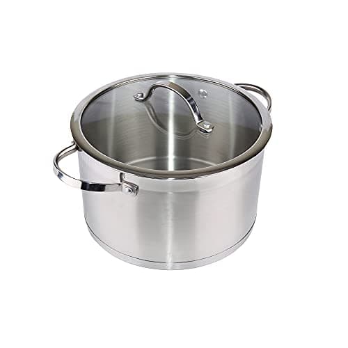 Image of Denby Stainless Steel 24cm Casserole Pan With Lid with 20.5cm Depth - Featuring a 5.5mm Encapsulated Base - Diswasher, Oven, and Freezer Safe