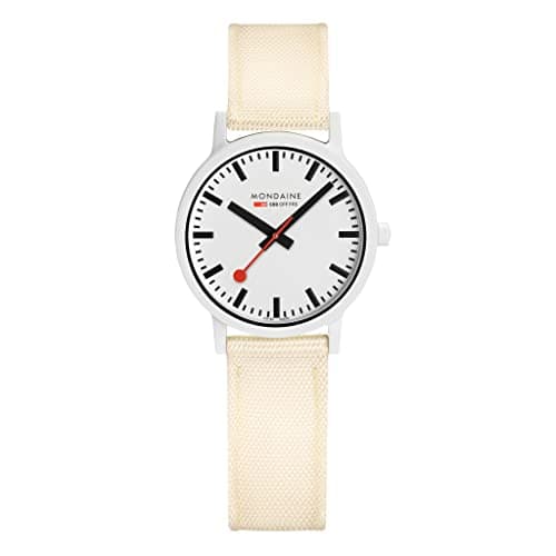 Image of Mondaine MS132111LT Women's Analogue Quartz Watch with NATO Textile Strap, Beige, Strap.