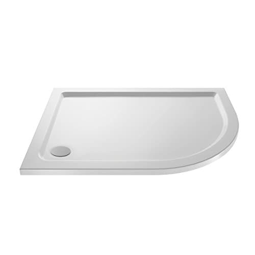 Image of VeeBath Offset Quadrant Shower Tray 1200x800mm, Stone Resin Tray for Shower Enclosure, Glass Door Bathroom- Right Hand, White