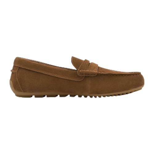 Image of Men’s Suede & Leather Penny Loafers Shoes – Slip On Driving Moccasins Tan