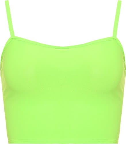 Image of WearAll Womens Strappy Sleeveless Ladies Bralet Crop Stretch Vest Top - Neon Green - 8-10