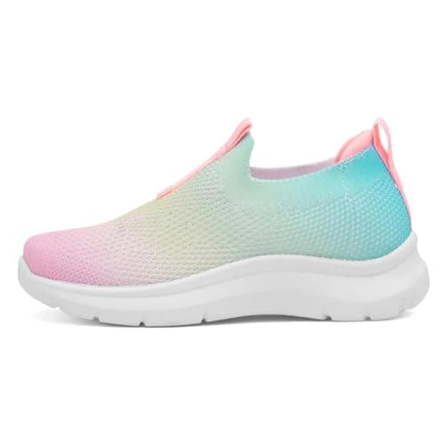 Image of XL Girls Multi Rainbow Slip On Knitted Trainer - Size 13 Child UK - Multicolour