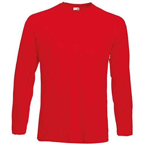 Image of Fruit of the Loom Men's Valueweight Long Sleeve T-Shirt, Red, X-Large