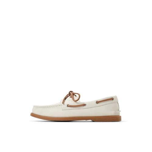 Image of Sperry Men's Authentic Original 2-Eye Boat Shoe, White Leather, 8 UK