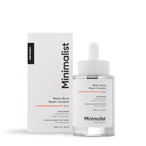 Image of Minimalist Hair Serum for Strengthening & Repairing Damaged Hair | Patent Pending Formula | Maleic Bond Repair Complex 05% | With Amino Acids, Argan Oil & Squalane | For Women & Men | 1.7 Fl Oz/ 50 ml