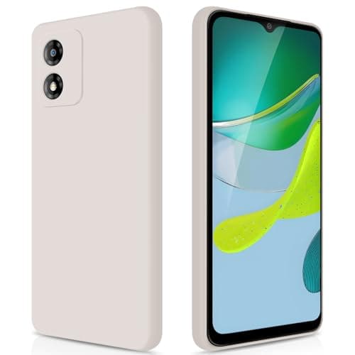 Image of GiiYoon Case Compatible with Motorola Moto E13, Silky-Soft Touch Full-Body Protective Phone Silicone Case, Shockproof Cover with Microfiber Lining, off white