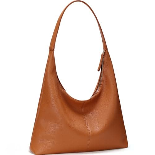 Image of WantGor Large Tote Bag for Women, Vegan Leather Shoulder Purses Casual Slouchy Totes Bag Ladies Work Laptop Travel Handbags (Orange-brown)
