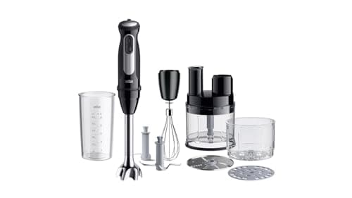 Image of Braun MultiQuick 5 Pro MQ 55.755 M, Hand Blender With PowerBell Plus Technology, 25 Speed Wheel & Turbo, EasyClick System Plus, Mini Food Processor Included, Metal Whisk & 500ml Beaker, 1000W, Black