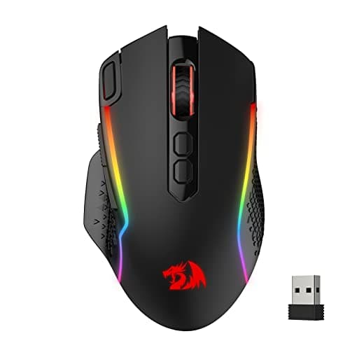 Image of Redragon M810 Pro Wireless Gaming Mouse, 10000 DPI Wired/Wireless Mouse w/Rapid Fire Key, 8 Macro Buttons, 45-Hour reliable Power Capacity and RGB Backlit for PC/Mac/Laptop