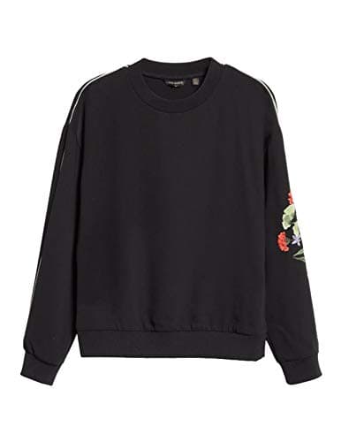 Image of Ted Baker Black Krina Highland Embroidered Crewneck Top Sweatshirt Size 3(US 8), Black, Small