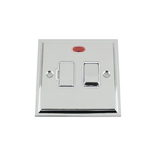 Image of Fused Switch with Neon - Polished Chrome Victorian - White - Metal Rocker Switch - Switched Fused Spur w/Neon Indicator