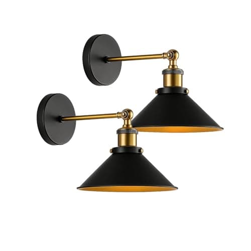 Image of LEDSone Industrial Wall Light, Vintage Black Wall Sconce Adjustable Antique Wall Lighting E27 for Restaurants Galleries Aisle Kitchen Bedroom 2 Pack