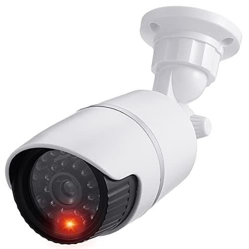 Image of JUSTOP Dummy CCTV Camera, Fake Bullet Security Camera With Flashing LED, Waterproof For Indoor or Outdoor Use, Professional Black&White Casing (1)