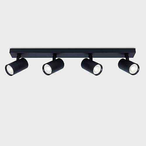 Image of HARPER LIVING 4 Way Large Spotlights, Black Spot Lights, LED Ceiling Light Rotatable GU10 Ceiling Spotlights Fitting for Bedroom, Living Room, Hallway, Lounge, Bulb not Included