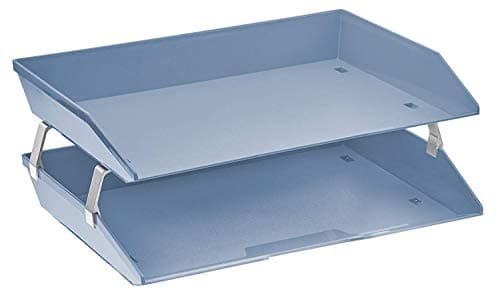 Image of Acrimet Facility 2 Tier Letter Tray, Side Load, Letter Size/A4, Desktop File Organizer, Plastic (Solid Blue Color)