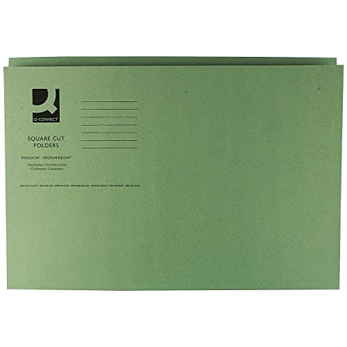 Image of Q-Connect Square Cut Folder Medium Weight Foolscap KF01189, 250 g - Green, Pack of 100