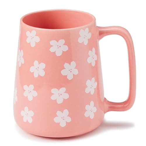 Image of Ceraozmus 24 oz Large Ceramic Coffee Mug with Big Handle, Handmade Kiln Glazed Large Coffee Mug Tea Cup, Novelty Mug,Unique Uneven Surface for Office and Home,Microwave and Dishwasher Safe (Pink)