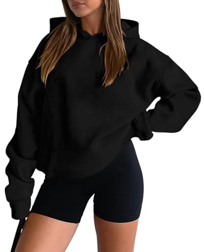 Image of KISSMODA Women’s Hoodies Casual Pullover Long Sleeve Sweatshirts Fall Winter Loose Fit Sweater Tops for Leggings A Black