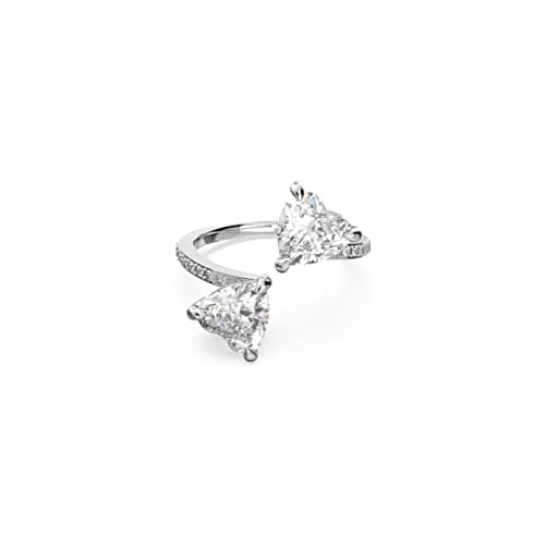 Image of Swarovski Attract Soul open ring, Heart, White, Rhodium plated, 55