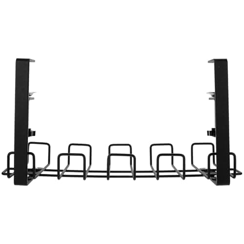 Image of KHBUAB Cable Cables Desk Rack Carbon Steel Management Black Hanging Basket with Fixing Belt for Organising and Power Strip Holder for Home Office Use