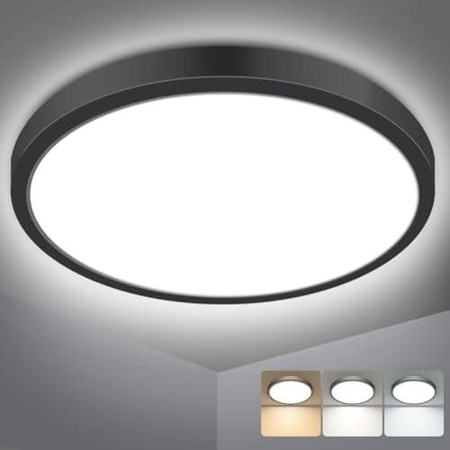 Image of slochi Bathroom Light, 3000K/4000K/6500K 3 Color Temperature, Waterproof IP54, Small, Round, Modern, Flush Ceiling Light for Bathroom, Kitchen, Bedroom, Hallway and More
