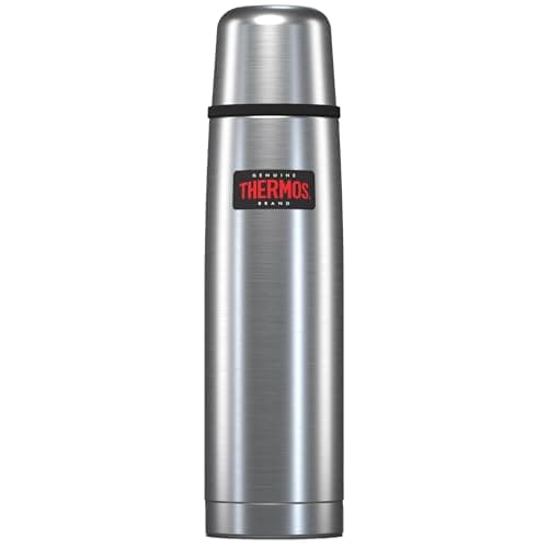Image of Thermos - Light and Compact Flask, Stainless Steel (1L) - Premium Leak Proof Insulated Tea & Coffee Flask for Hot & Cold Drinks, Built-in Cup, Push Button Stopper, BPA-Free, Durable Steel