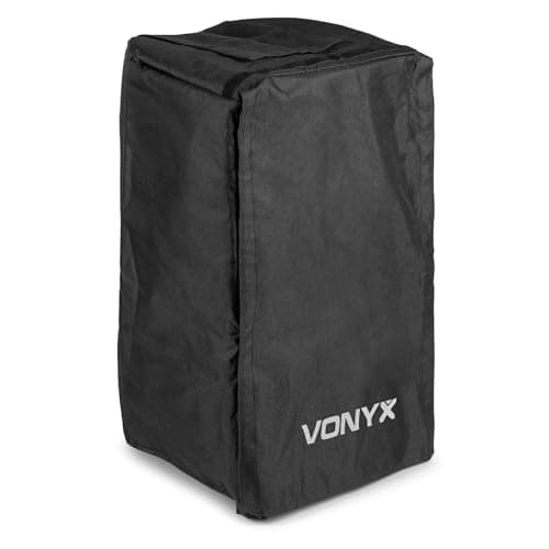 Image of VONYX SCVD12 Speaker Cover with Rear Access Flap & Velcro Handle Openings for VD712 Speaker, Water-Resistant Padded Nylon Protection Carry Bag, 12 Inch PA Speaker Accessories, Black