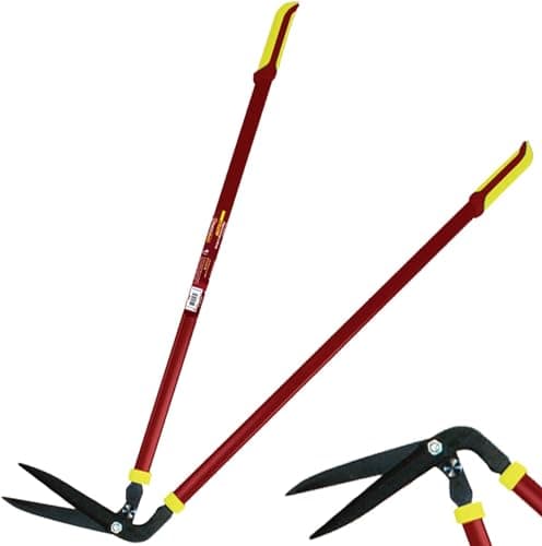 Image of Garden PRO Gold Side Cutting Deluxe Border Shears Grass Lawn Edge Cutter Garden Trimmer Long Handled Soft Grip Gardening Patio Edging DIY Hand Tools, Red, Yellow & Black (Lawn Edging Shears)