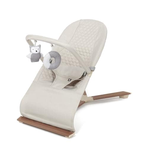 Image of Babylo Gravity Luxe Bouncer, Natural Bounce no Batteries Needed, Birth to 9kg, 3 Recline Positions, Removable Plush Toys, Folds Flat - Cashmere