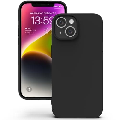 Image of YATWIN Silicone Case for iPhone 13, Soft-Touch, Shockproof, DustProof, Antiskid Full Body Armour Phone Cover for Apple iPhone 13 - Black