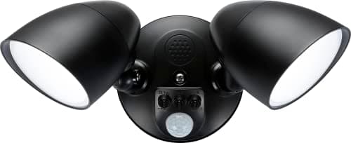 Image of Knightsbridge 110-230V IP65 Twin Head Black 20W Security Floodlight with PIR, Sensor, CCT and Manual Override, SL20CCTB