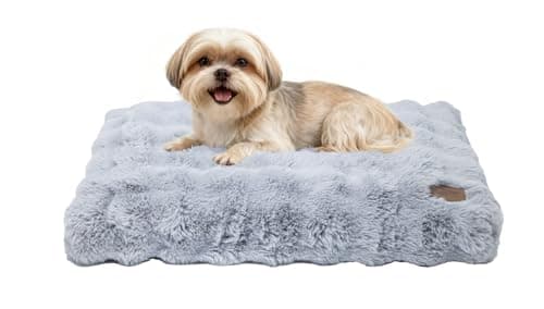 Image of BingoPaw Dog Bed Medium Washable：Calming Crate Mattress with Removable Cover and Non Skid Bottom, Fluffy Anti Anxiety Waterproof Pet Beds, Puppy Pillow Cushion Grey, 76x51x10cm