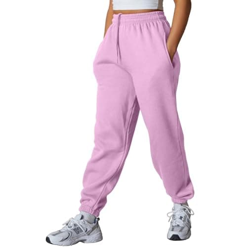 Image of NetSetUK Plain Jogger Gym Sport Sweatpants Winters Joggers with Zipper Pockets and Elastic Waist Trousers for Jogging and Hip Hop Pants Baby Pink