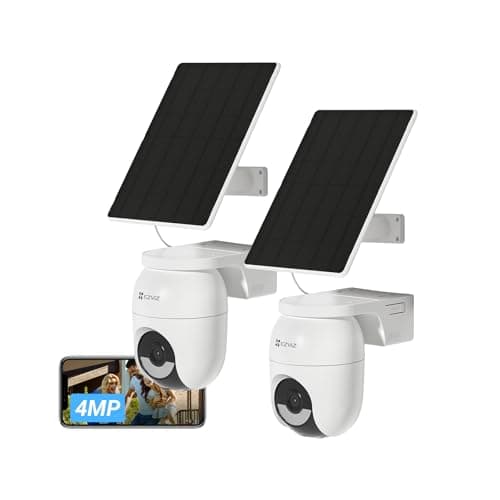 Image of EZVIZ 2K+ Battery Security Camera Outdoor Wireless With Solar Panel, AOV Tech, No Monthly Fee, 512GB, 2.4GHz Wi-Fi 6, AI Human/Vehicle Detection, 360°Colour Night Vision, CB8 Lite Kit (2 pack)