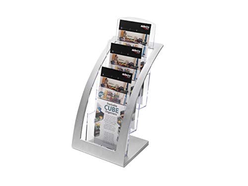 Image of Deflecto 693645 Leaflet Size Contemporary Literature Holder - Silver, 17.63 x 17.14 x 33.81 cm