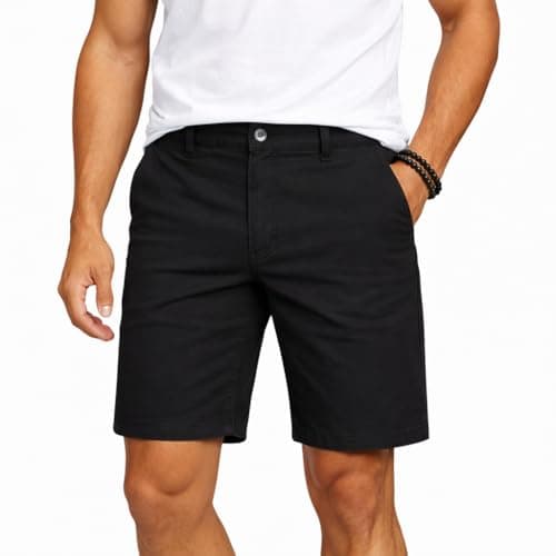 Image of Blu Apparel Mens Cotton Stretch Classic Chino Shorts Summer Shorts for Men (UK, Waist, 36, Regular, Regular, Black)