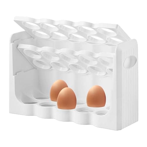 Image of GEEZY 3 Tier Egg Holder Storage – Holds 30 Eggs, Durable & BPA Free with Side Handles – Space Saving Organiser for Fridge & Kitchen Counter, Ideal Housewarming Gift