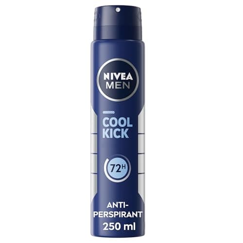 Image of NIVEA MEN Cool Kick Spray Anti-Perspirant (250ml), Deodorant Spray for 72H Protection, Men's Sweat Block Aerosol with Cool-Care Formula, Prevents Odour and Sweat