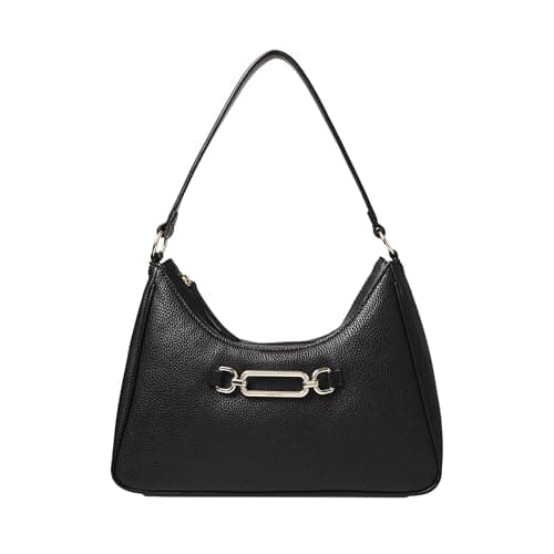 Image of Fiorelli Women's Emilia Hardware Shoulder Bag, Stylish Handbag with Chain Link Detail, Black Faux Leather