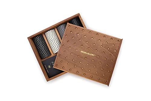 Image of Iron & Glory Poker Set | Luxury Poker Set in Premium Wooden Box | Includes Playing Cards & 100 Custom Chips | Below Deck | Engraved Ace Of Spades Metal Dealer Chips | Board Games | Travel Games