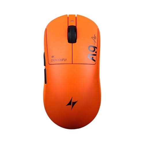Image of ATK Dragonfly A9 Air Wireless Gaming Mouse, PAW3950 Ultra Sensor, DPI up to 42,000, 47g Lightweight, 8K Polling, 300 Hr Battery Life, 5 Programmable Buttons, Dual-Mode 2.4G/Wired - Sunset Orange