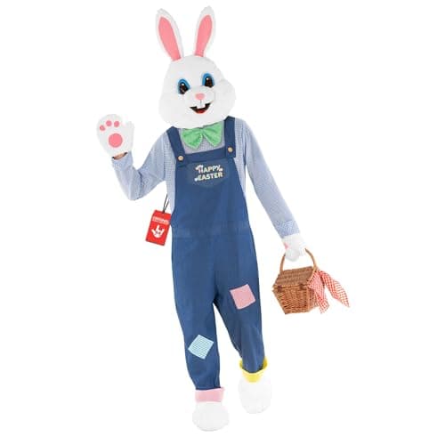 Image of Morph Easter Bunny Costume Adult Rabbit Mascot Dungarees Suit for Easter Costumes Celebrations and Events, Large