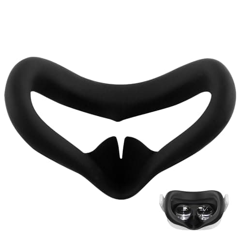 Image of Silicone Face Cover Compatible with Meta/Oculus Quest 3S Facial Interface Sweatproof VR Face Pad with Nose Pad for Enhanced Comfort and Immersive Virtual Reality Experience Black, Not fit for Quest 3