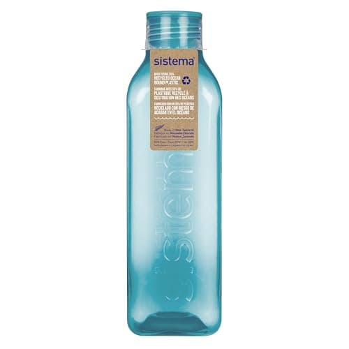 Image of Sistema Square Water Bottle | 1L | Leakproof Kids Water Bottles | Teal Stone | 1 Count